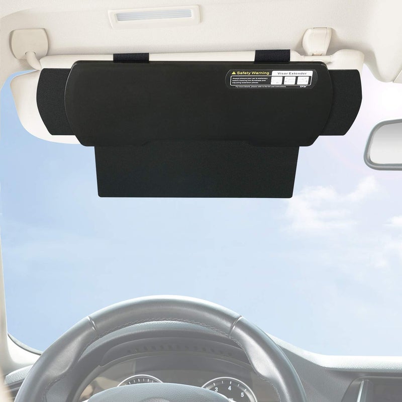 TFY Car Visor Extender TFY Anti-Glare Sun Visor Extender Windshield and Side Window Sunshade and UV Rays Blocker (1 Piece) (Black) - Image 2